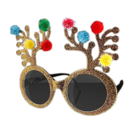 Endless Games Gold Glitter Christmas Holiday Reindeer Antlers Animal Glasses EN2796779
